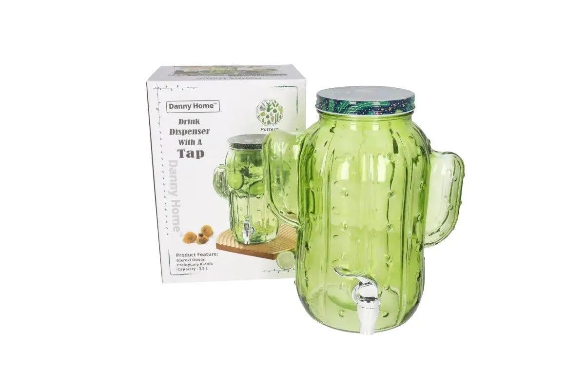 Cactus-Shaped Glass Drink Dispenser with Tap (3.5L)
