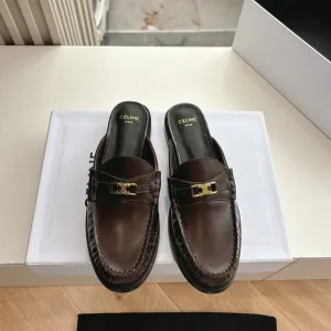 CELINE  Slippers Brown Leather 285953
