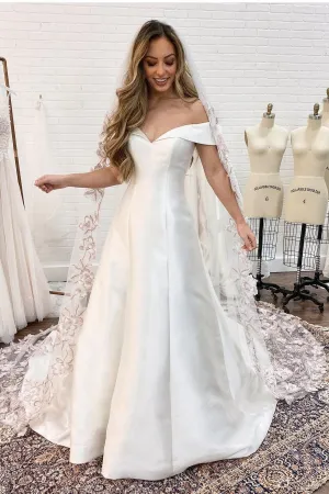 Chic Satin Wedding Dresses with Off-the-shoulder Bodice