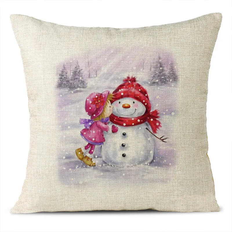 Christmas Themed Linen Pillowcase