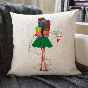 Christmas Themed Linen Pillowcase