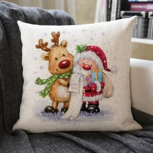 Christmas Themed Linen Pillowcase