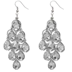 Clear Faceted Teardrop Chandelier Earrings