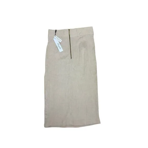 Closet London Skirt Womens Size 4 Cream Ribbed Bodycon Minimalist Pencil NWT