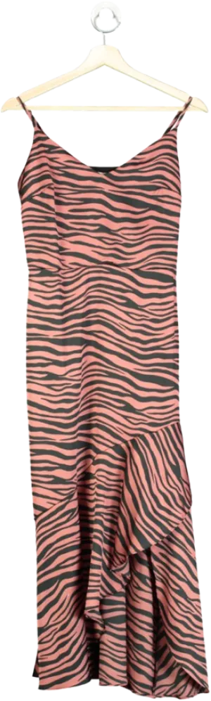 Coast Pink Strappy Satin Zebra Print Dress UK 8