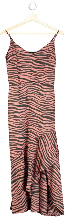 Coast Pink Strappy Satin Zebra Print Dress UK 8