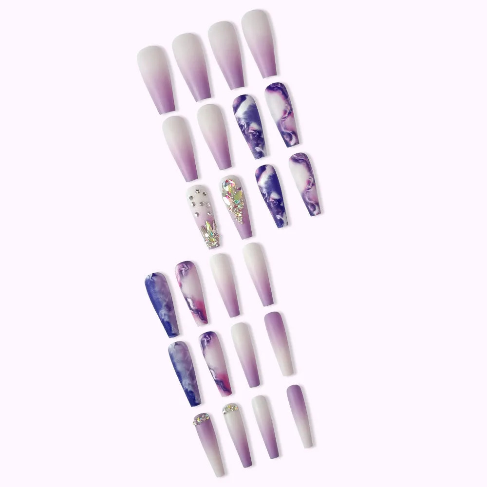Coffin elegant light purple print with stones