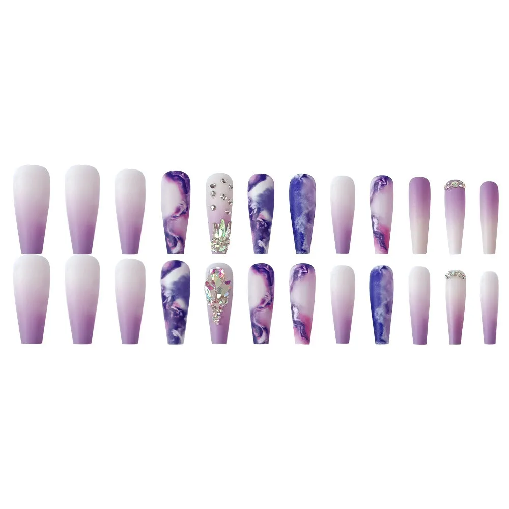 Coffin elegant light purple print with stones
