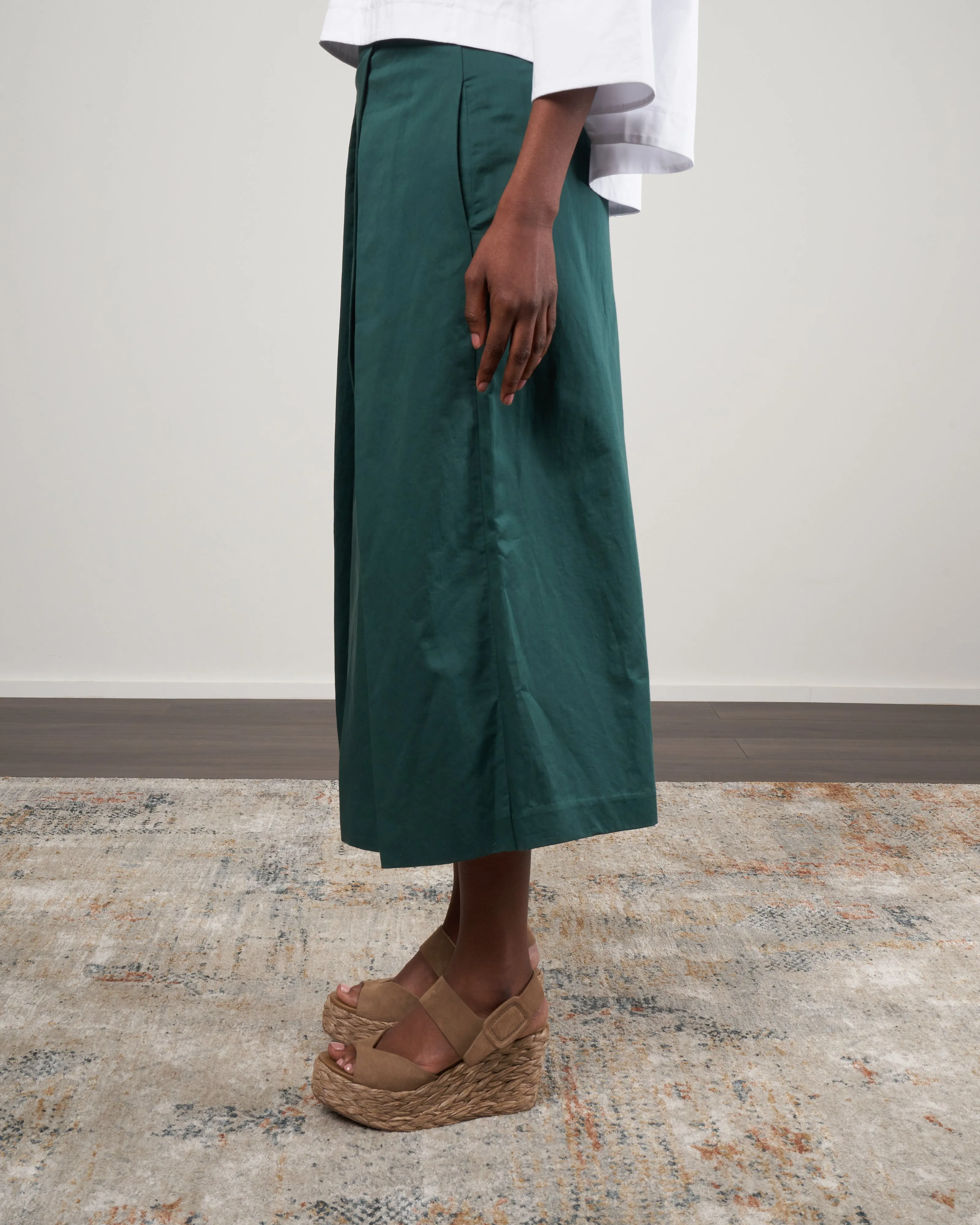 cotton linen sateen pleat culotte - carson green