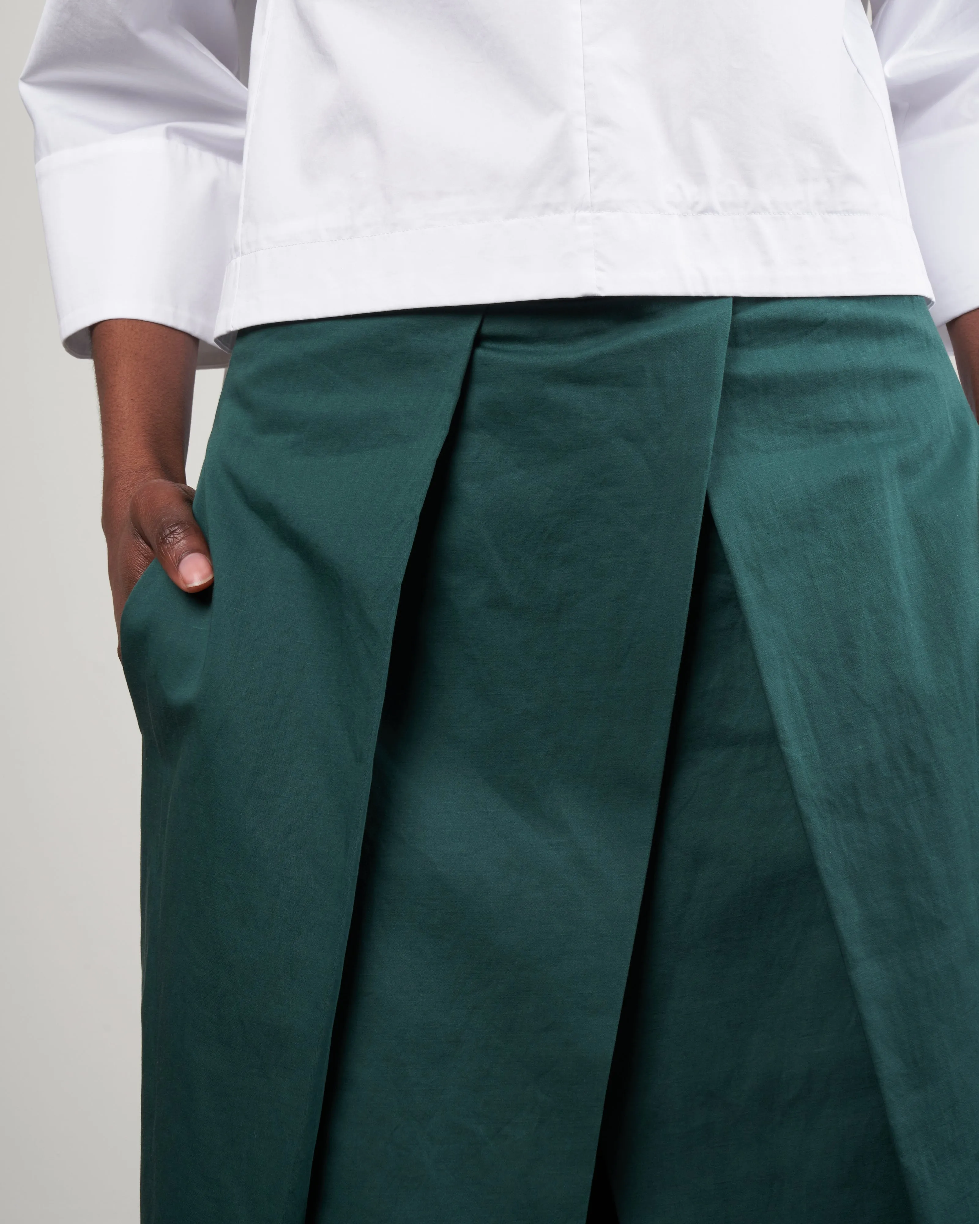 cotton linen sateen pleat culotte - carson green