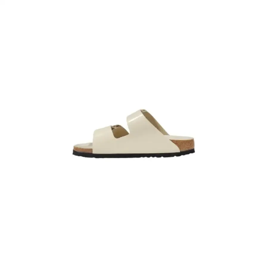 Cream Two Strap Sandal with Gold Buckles
