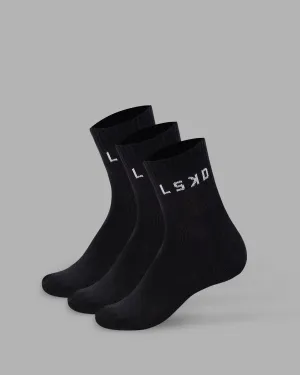 Daily Quarter 3 Pack Socks  - Black-White