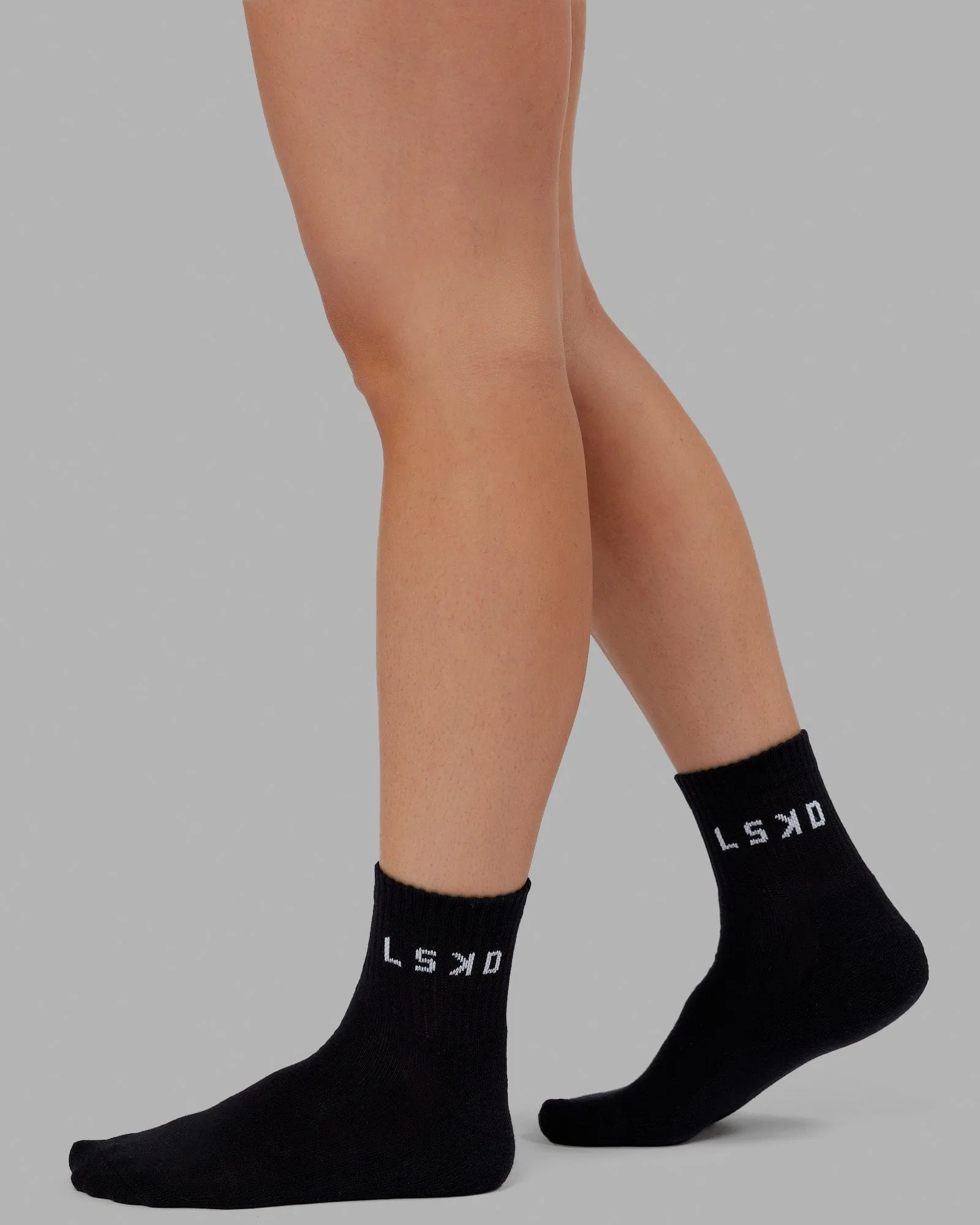 Daily Quarter 3 Pack Socks  - Black-White