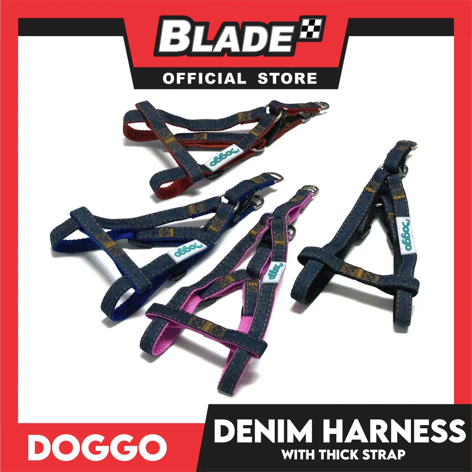 Doggo Denim Harness Large Size (Pink) Harness For Dog