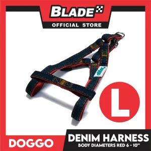 Doggo Denim Harness Large Size (Red) Harness For Dog