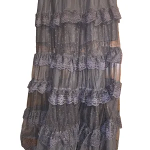 Elegant BLACK Lace Tiered Skirt
