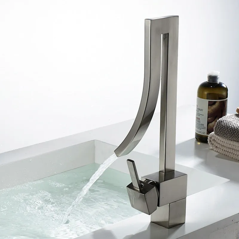 Elegant Brass Bathroom Square Basin Tap