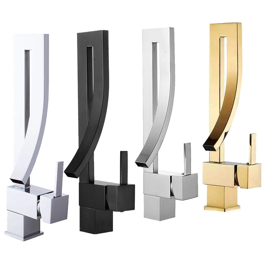 Elegant Brass Bathroom Square Basin Tap