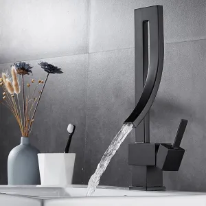 Elegant Brass Bathroom Square Basin Tap