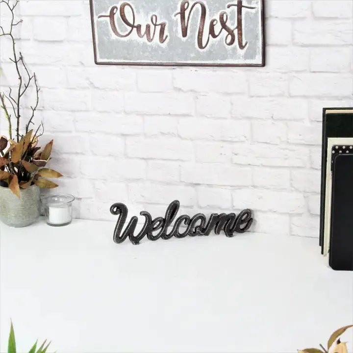 Elegant Cast Iron Welcome Table Decor'