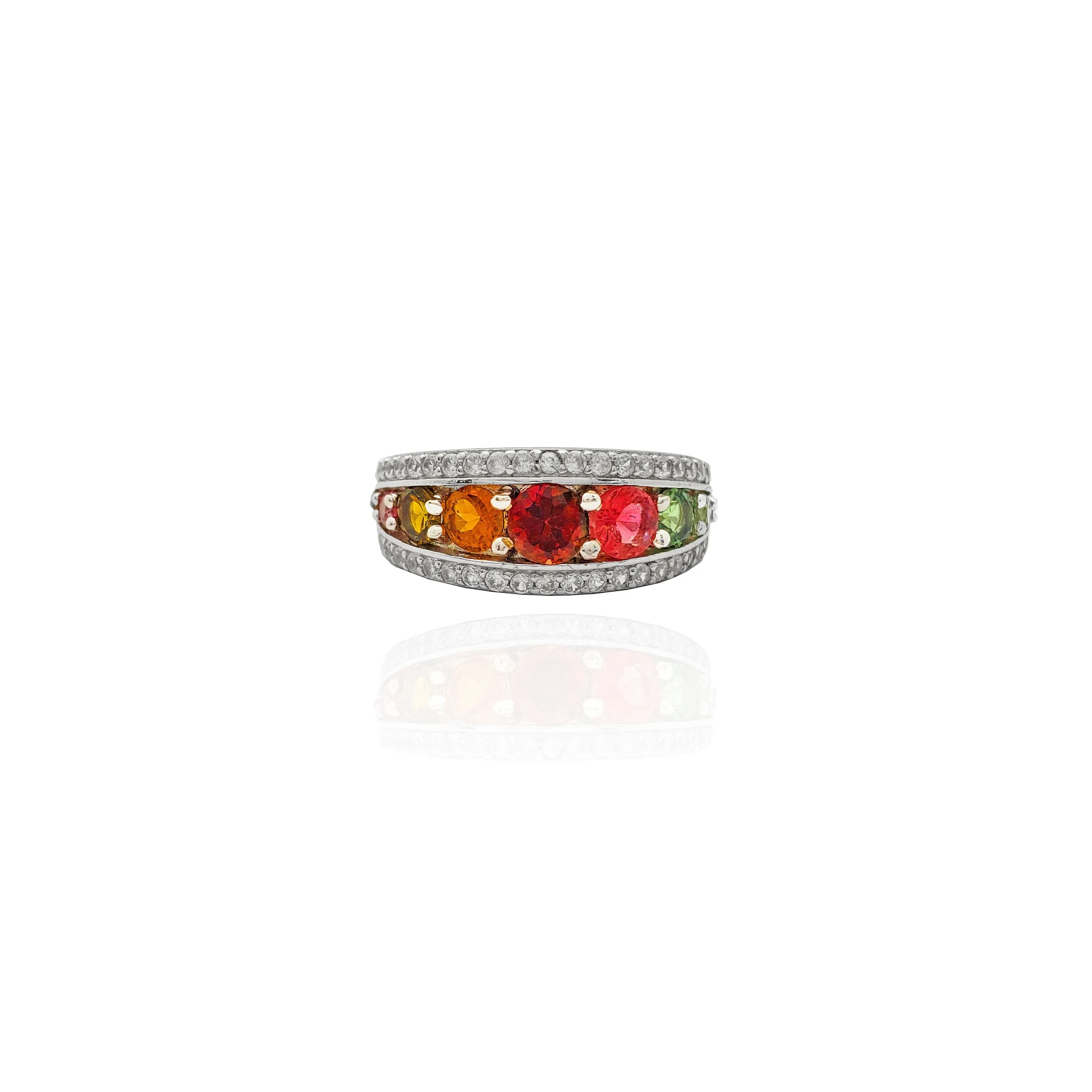 Elegant Multi-color CZ Ring (Silver)