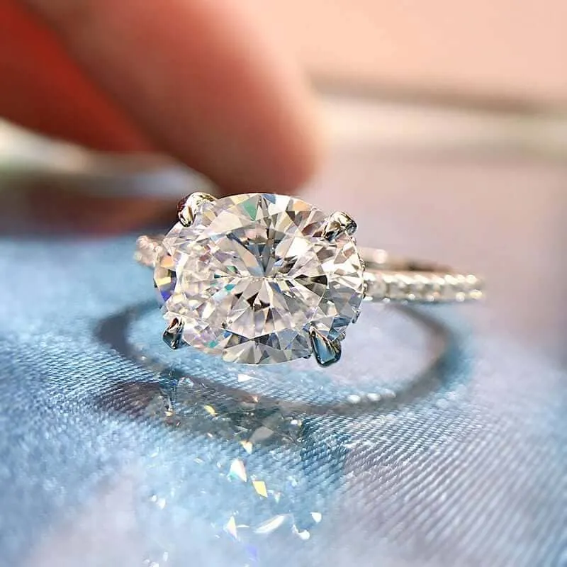 Elegant Oval Cut Simulated Diamond Engagement Ring
