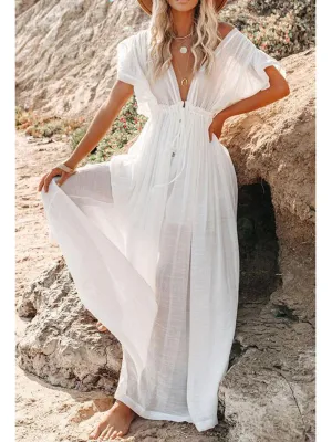 Elegant Ruffled Holiday Cover-up Dress