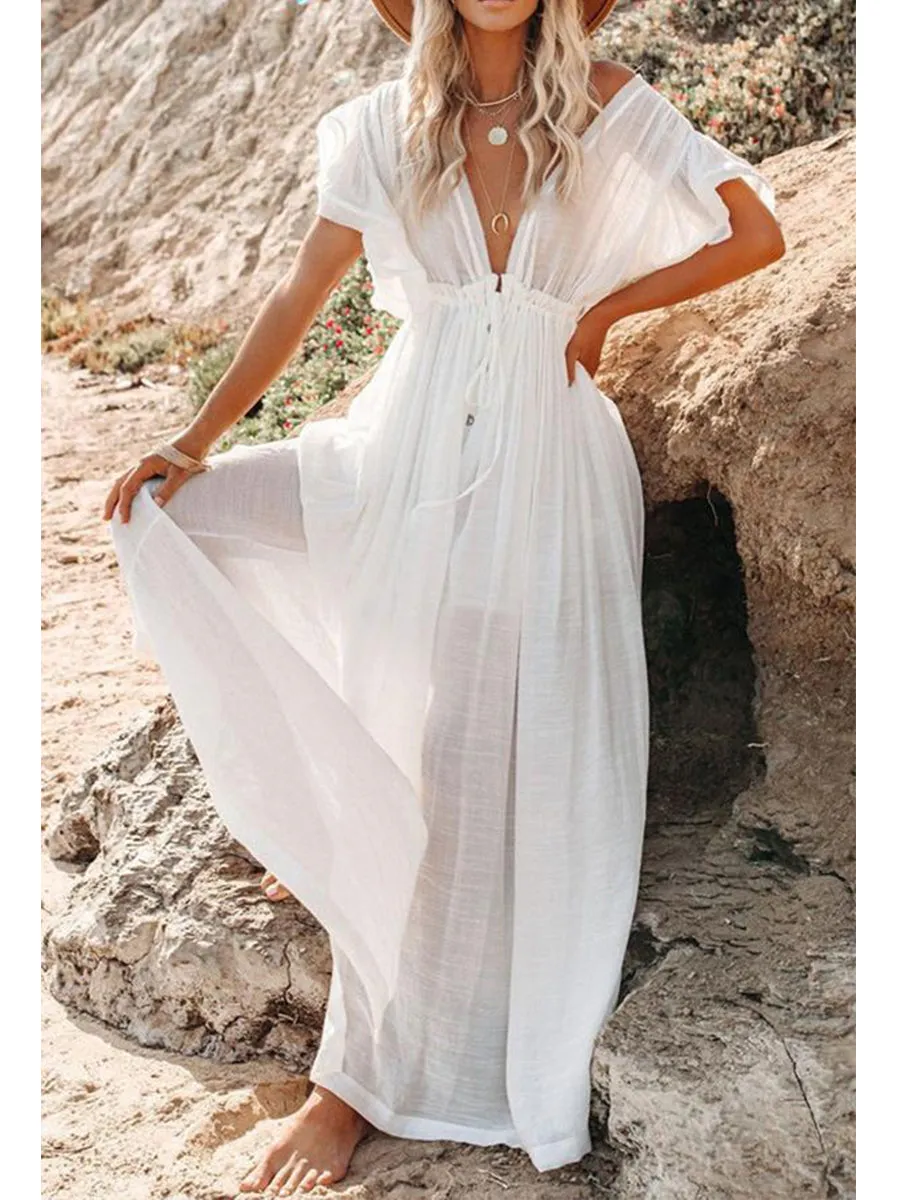 Elegant Ruffled Holiday Cover-up Dress