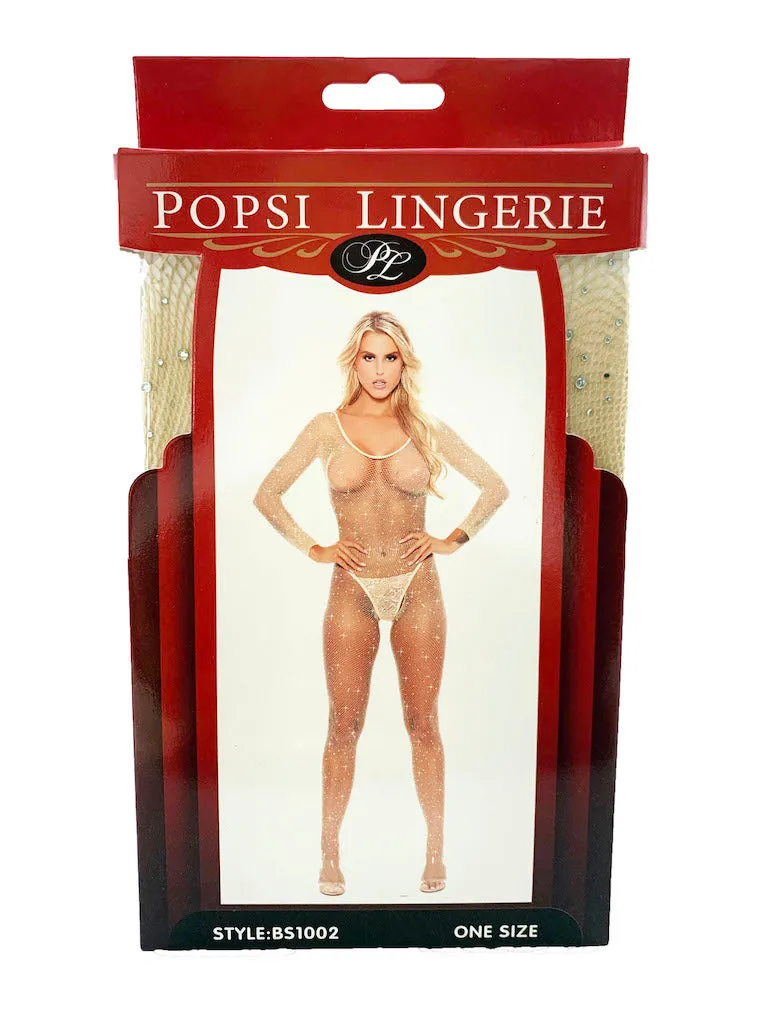 Fishnet Full Body With Selves Rhinestone Bodystocking