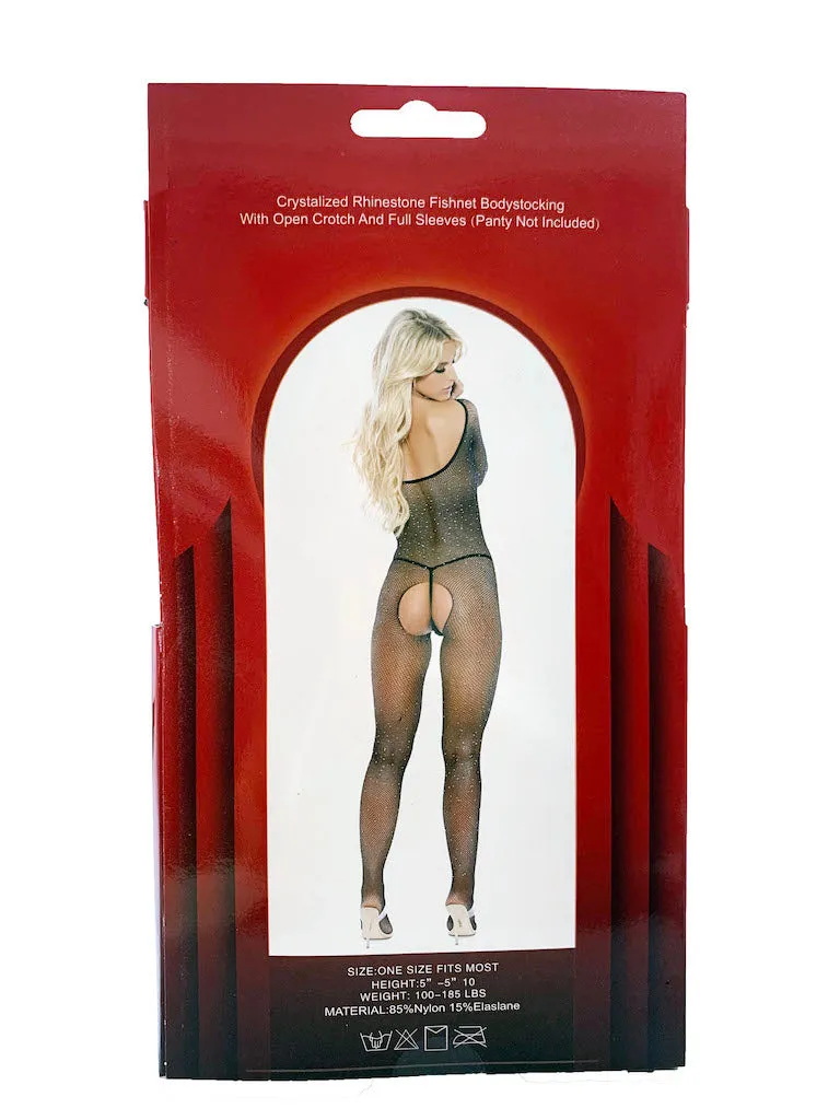 Fishnet Full Body With Selves Rhinestone Bodystocking
