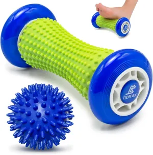 Foot Massage Roller and Hard Spiky Ball Set - Blue