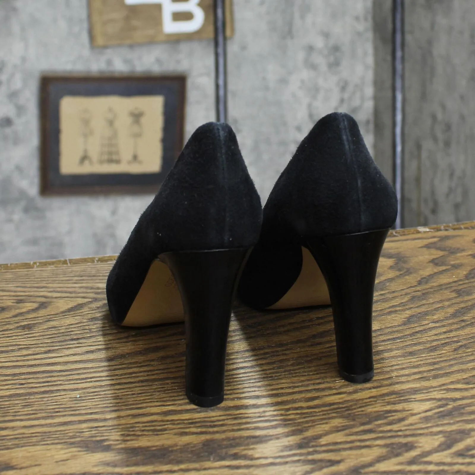Franco Sarto Womens Vintage Suede Open Toe Heels 1674190741234b Black 6M