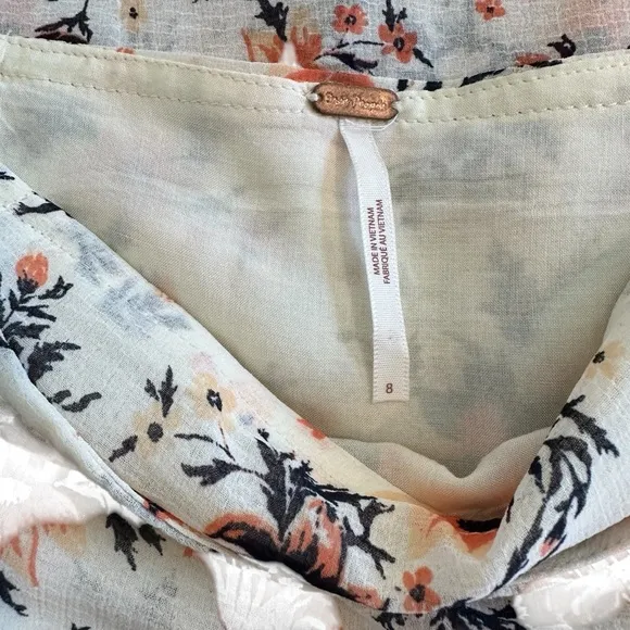 Free people Floral Maxi Skirt - Cream and Black, peach in size 8