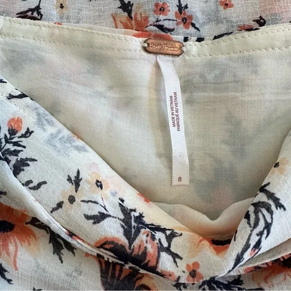 Free people Floral Maxi Skirt - Cream and Black, peach in size 8