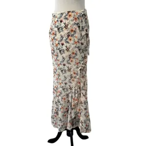 Free people Floral Maxi Skirt - Cream and Black, peach in size 8