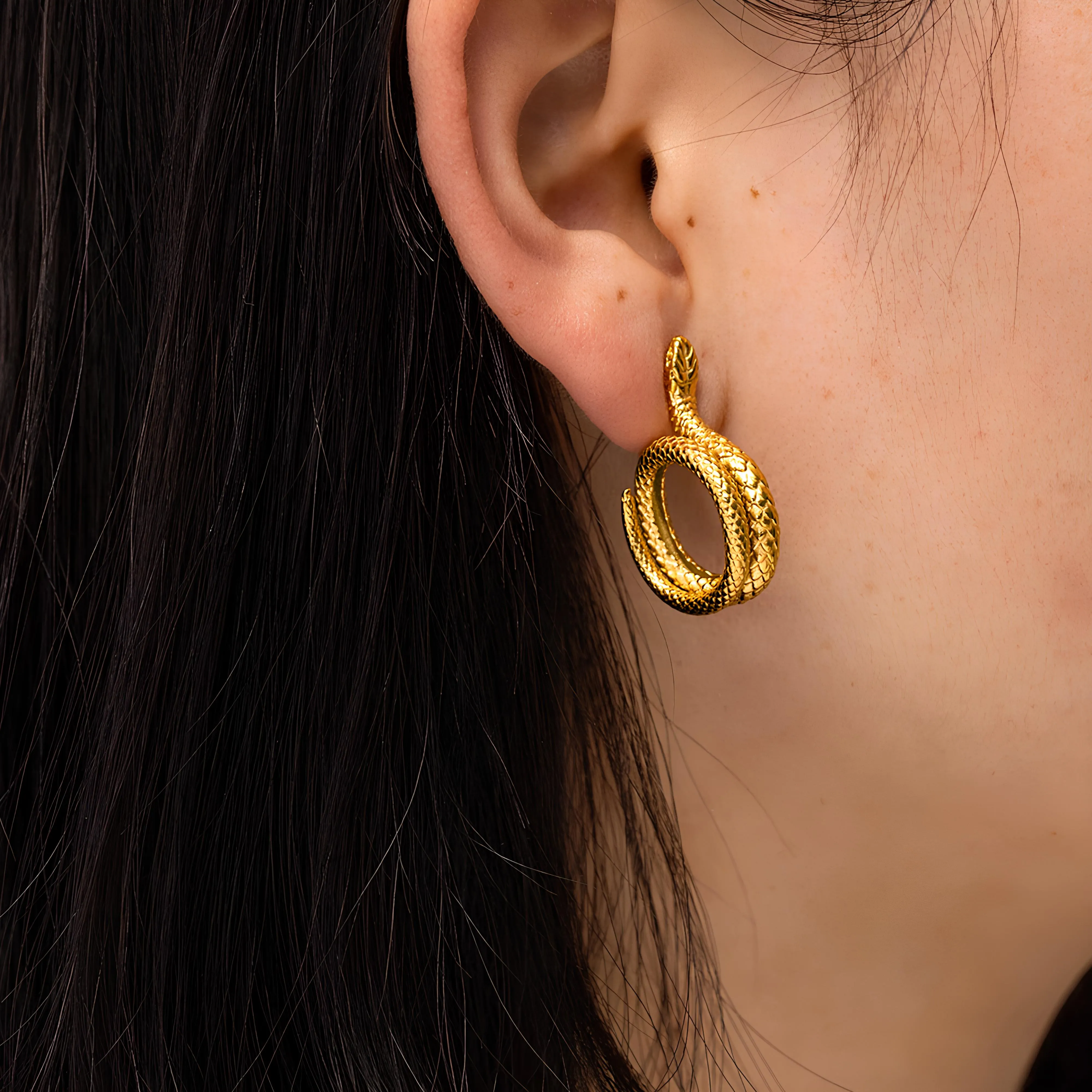Golden Serpentine Elegance Earrings