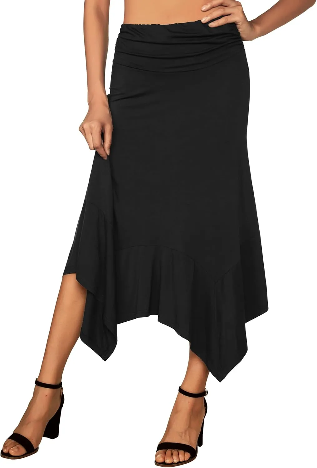 Handkerchief Hemline Midi Skirt