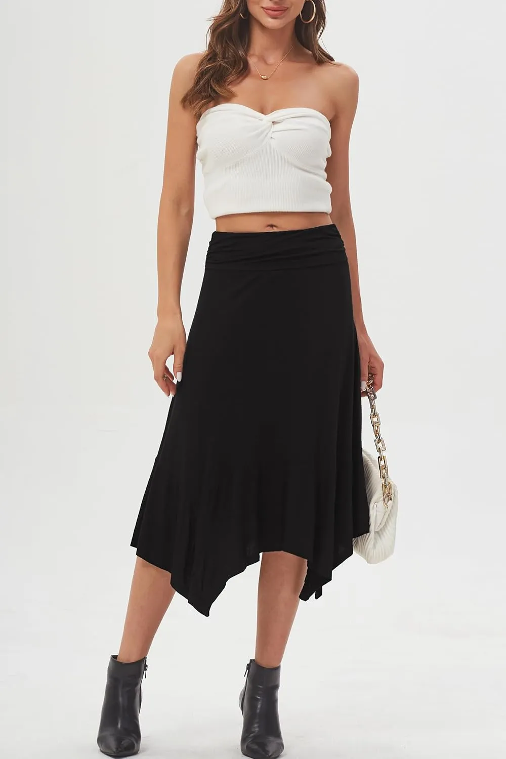 Handkerchief Hemline Midi Skirt