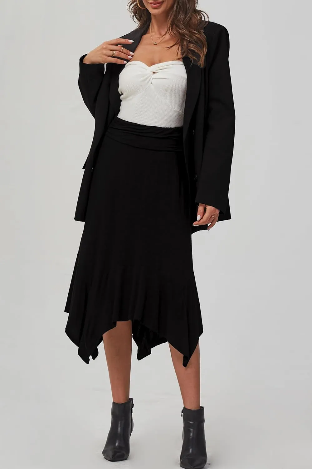 Handkerchief Hemline Midi Skirt