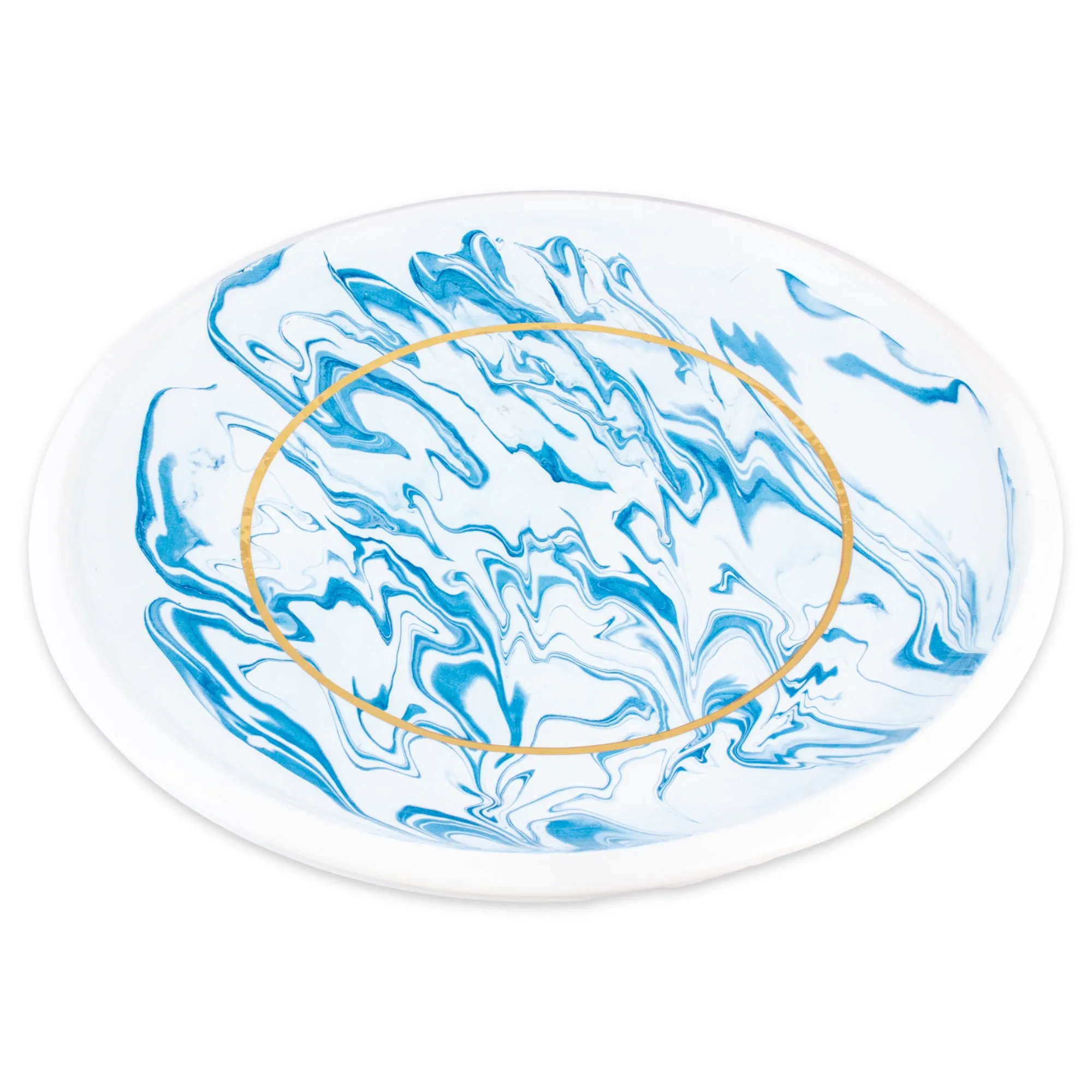 Handmade Marble Glazed Moroccan Platter with 12K Gold | More Colors Available