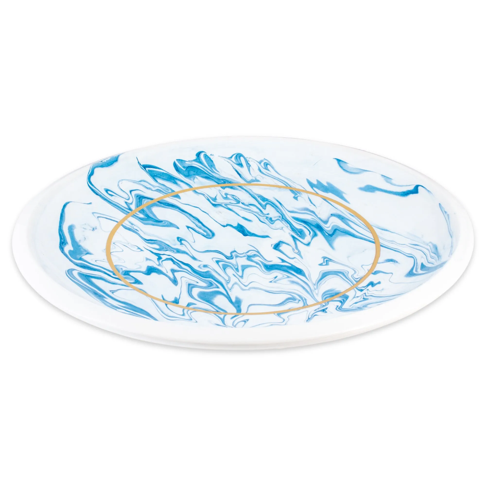 Handmade Marble Glazed Moroccan Platter with 12K Gold | More Colors Available