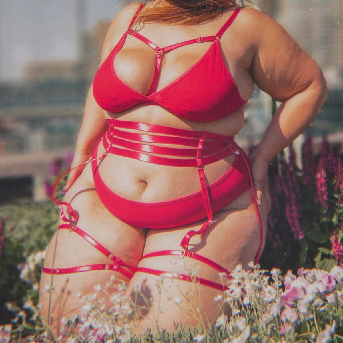Hot Pink Hearts of Venus Strappy Overt Set