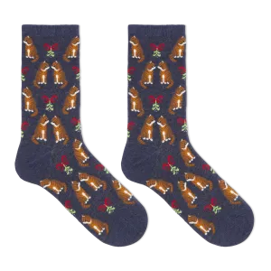 HOTSOX Women's Mistletoe Cat Crew Socks