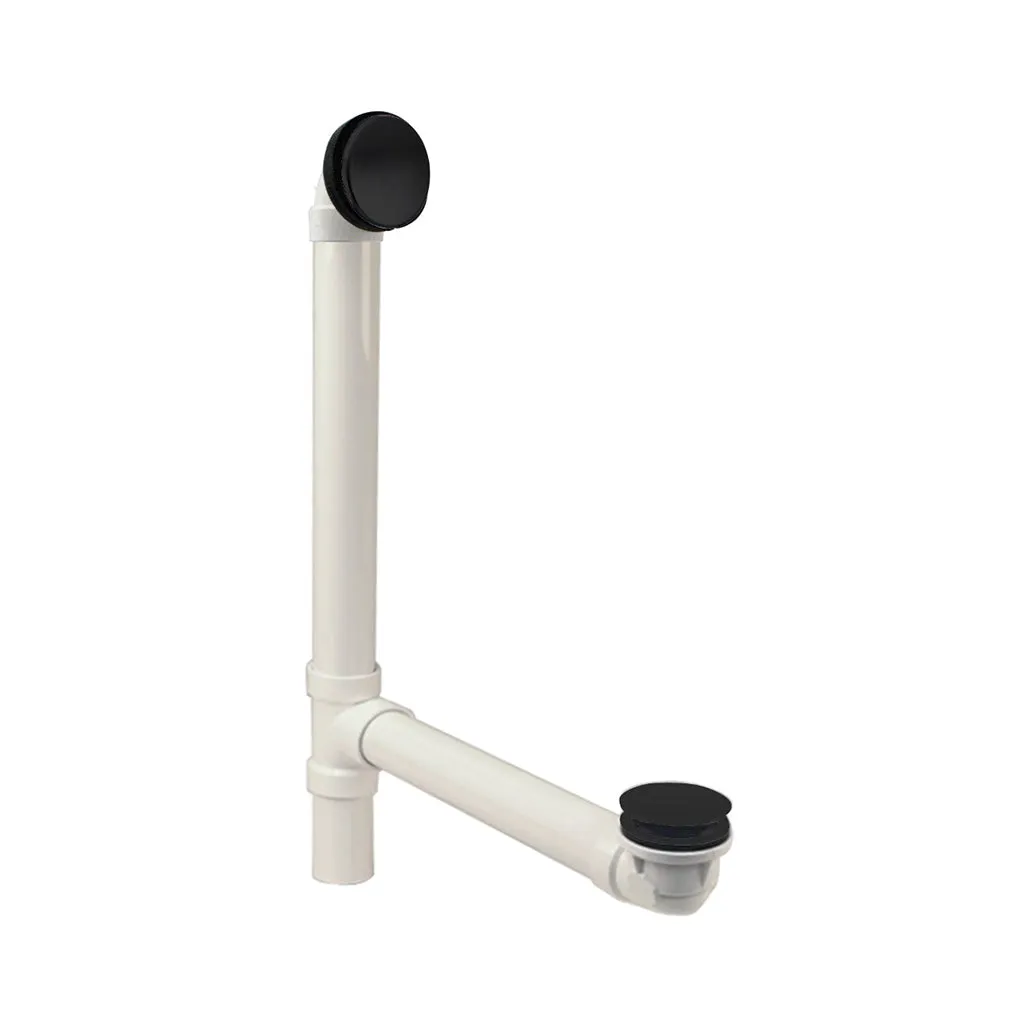 Illusionary Tip-Toe Overflow Tub Drain - Built-In - 11" Pvc/Flat Black