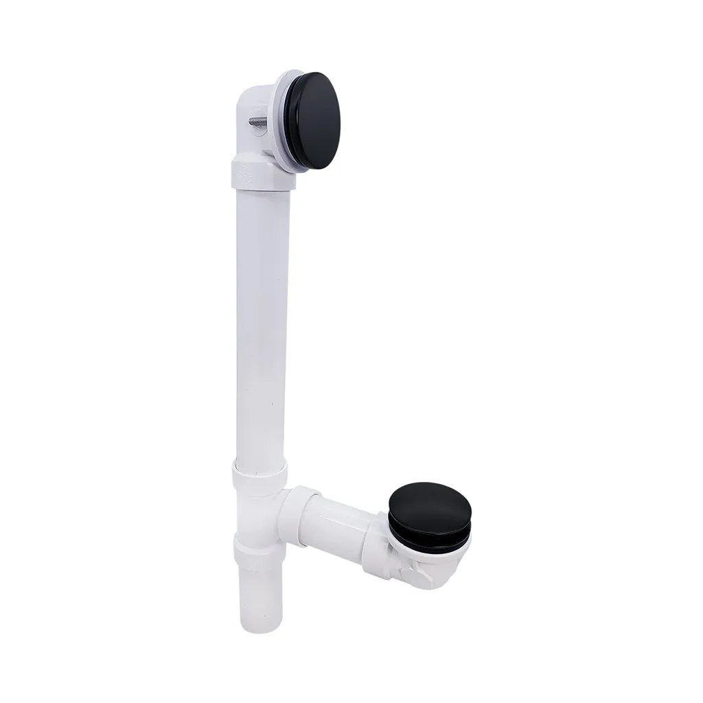 Illusionary Tip-Toe Overflow Tub Drain - Built-In - 11" Pvc/Flat Black