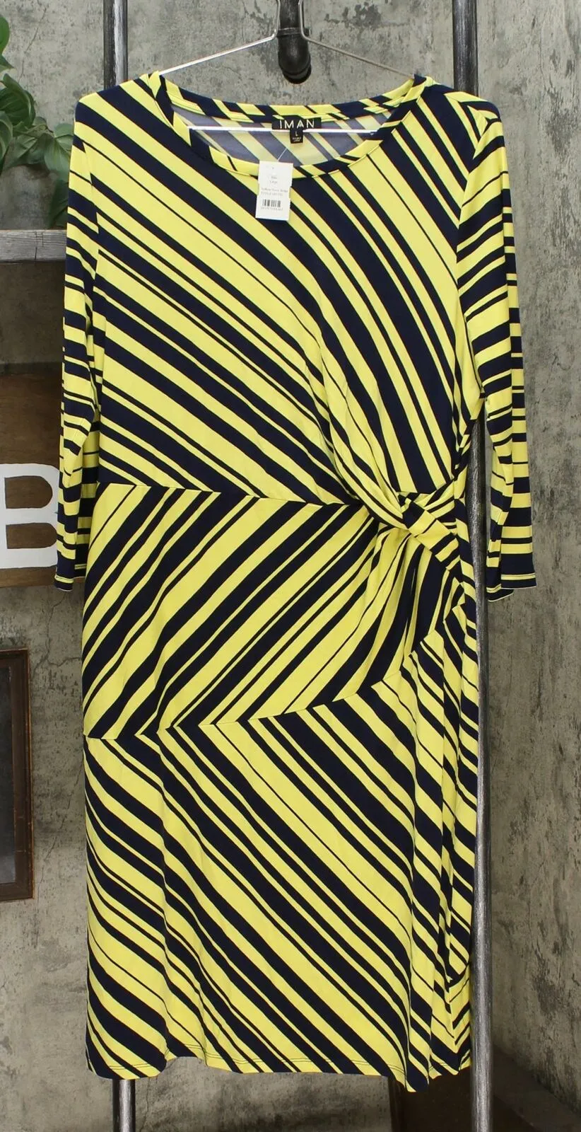 IMAN Women's Global Chic Luxury Resort Striped Jersey Sheath Dress