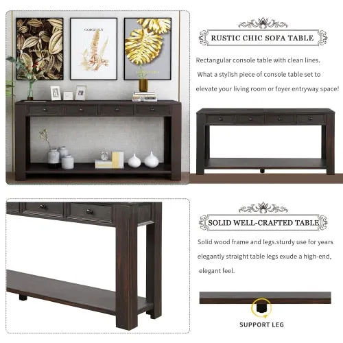 Jio Rustic Chic Console Table with Storage Drawers