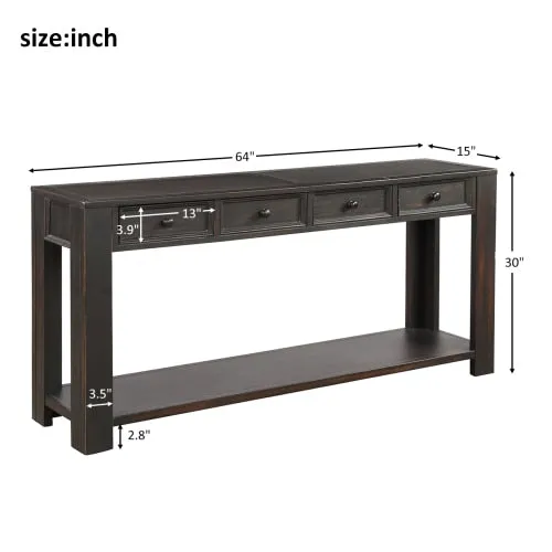 Jio Rustic Chic Console Table with Storage Drawers