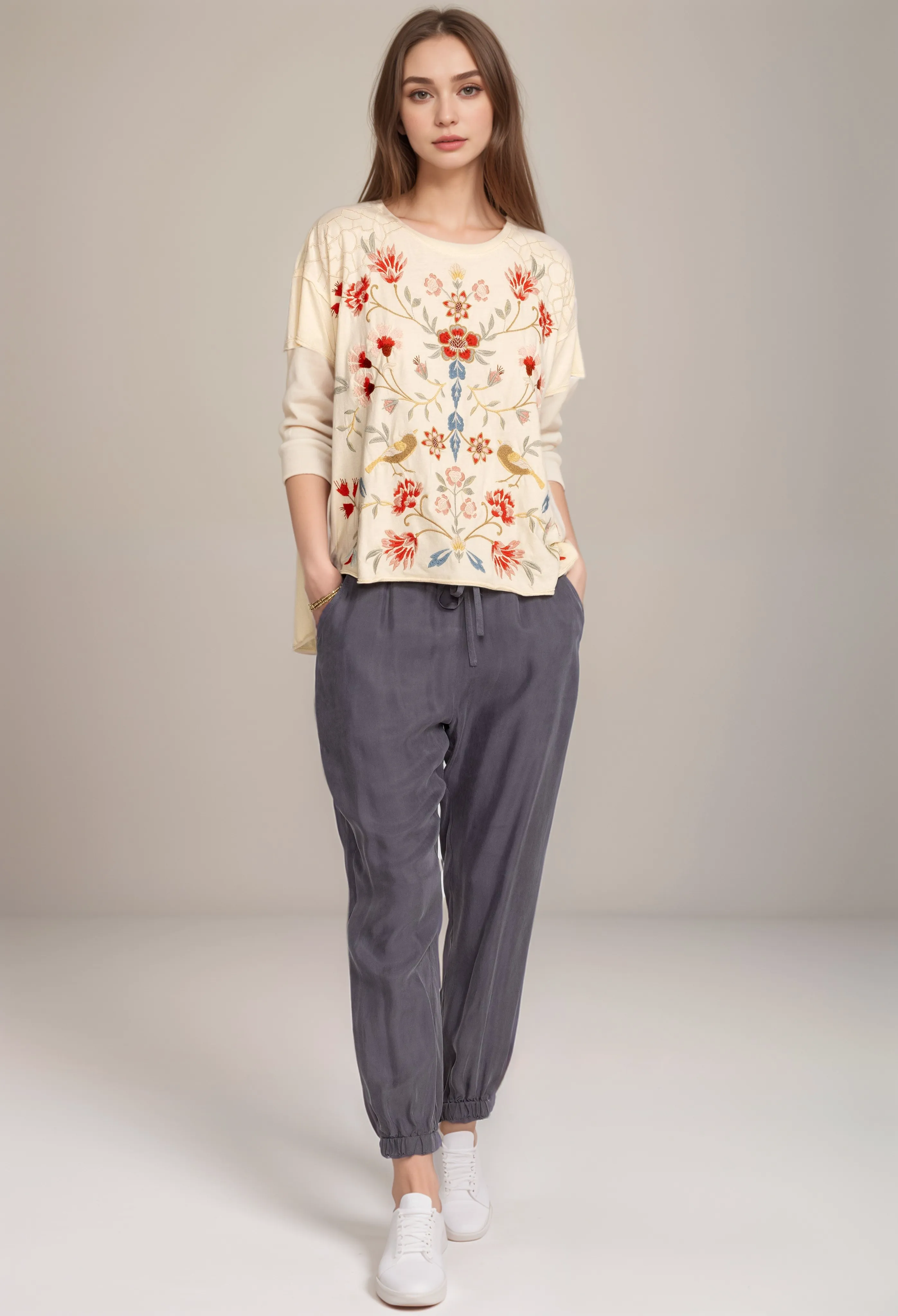 Johnny Was Alice Cropped Jogger Pants R65120 Boho Chic *