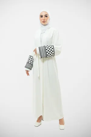 Kuffiyeh Modest Open Abaya | White